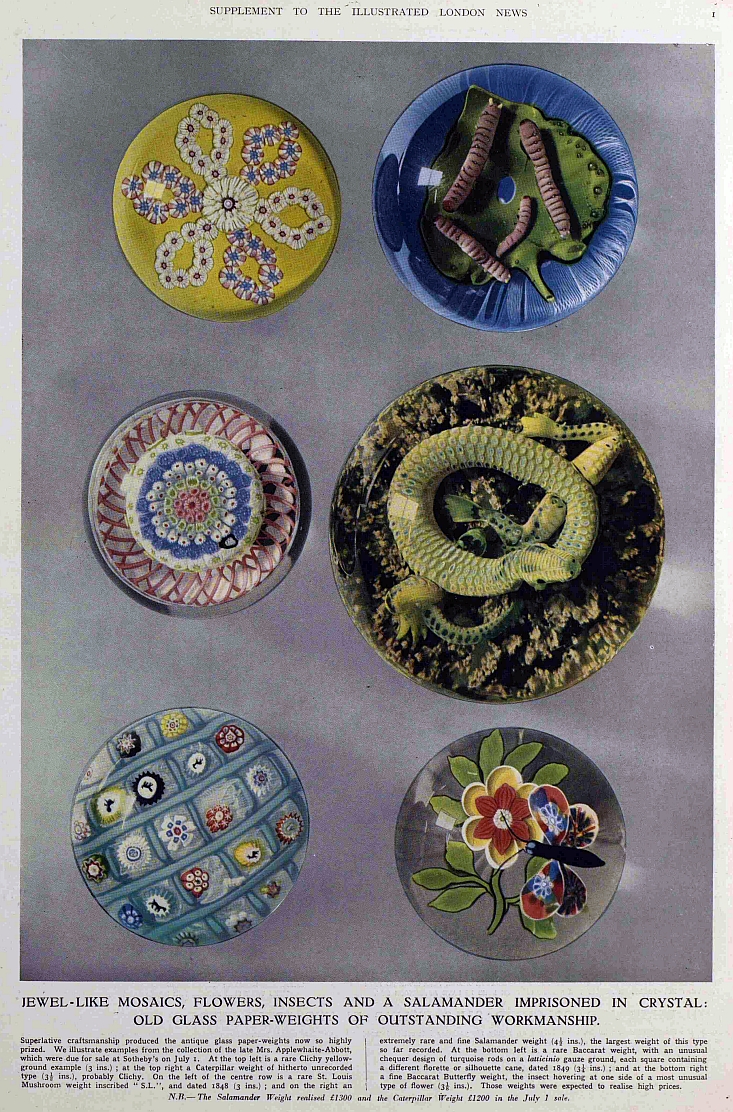 Old glass paper weights